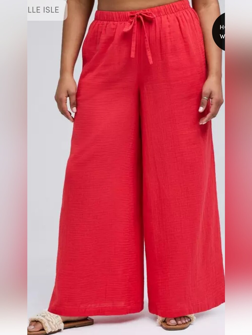Torrid Belle Isle Red Cotton Wide Leg Pants Size 0S 12 Short NWOT - Picture 2 of 7